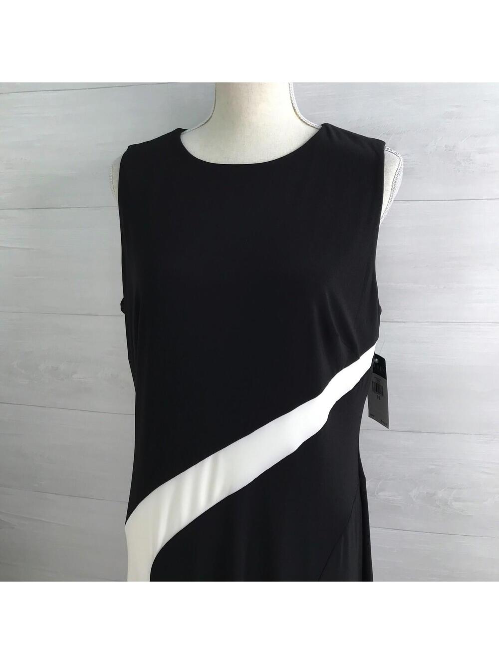 NWT Lauren Ralph Lauren - Black & white fit & flare sleeveless stretch dress, 16 - Picture 2 of 5